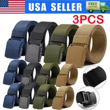 3xMen's Plastic Cam Buckle Nylon Canvas Tactical Waistband Webbing Military Belt