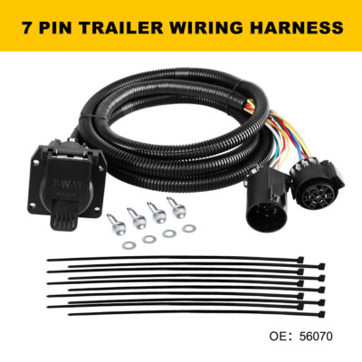 CARROFIX 7-Way Trailer Light Wiring Harness Extension – 7 Ft, Truck Bed Mount, 16 AWG, 7-Pin Female Connector