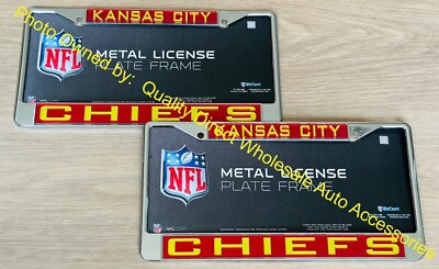 Two NFL Kansas City Chiefs Authentic License 2 Plate Frames OFFICIAL FRAME GIFT