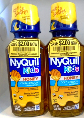 Vicks NyQuil Kids Honey Cold & Cough + Congestion, 8 Oz, 2 Pack