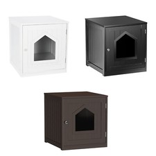 Black/Brown/White Cat Litter Box Enclosure Furniture Cat Washroom Home Decor