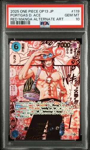 PSA 10 Ace Red OP13-119 Manga Alt Art SEC Carrying on His Will One Piece Card JP