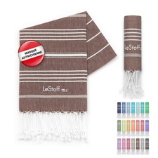 Fouta Hammam Invité 100% Coton Bio 50x100 cm Marron Serviettes Bain Linge