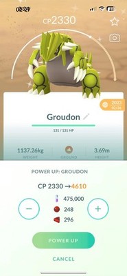 Pokemon Level 50 Shiny Groudon Precipice Blades 3 Moves Go