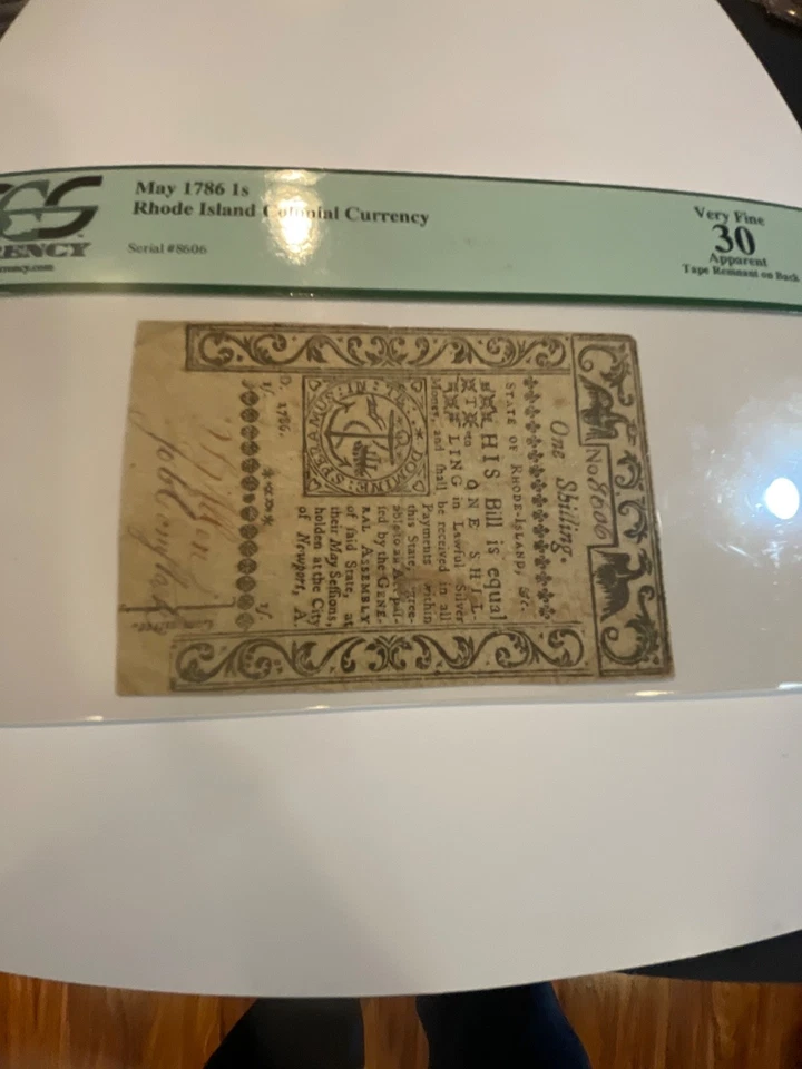 1786 1 Schiling Rhode Island currency VF 30 - Image 4 of 4