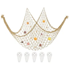 Decorative Fishing Net 40"x80" Fish Net DECORative with Shell Light Brown