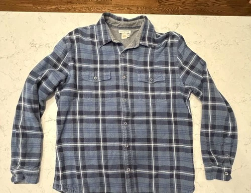 Carbon2Cobalt Men's Medium Flannel Shirt Jacket Blue Plaid Jersey Lined Shacket - product listing photo