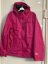 Columbia Arcadia Hooded Rain Jacket Girls Small 8 Magenta Lightweight Waterproof