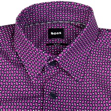 Men s Hugo Boss Purple Geometric Pattern Performance Button Down Slim Fit Shirt