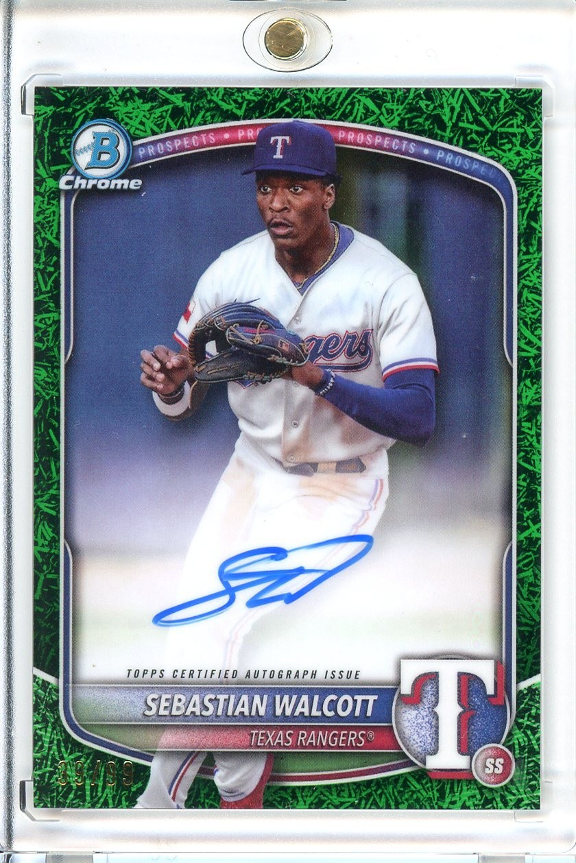 2025 Bowman Chrome #CPA-SW Sebastian Walcott Green Grass Refactor Autograph /99