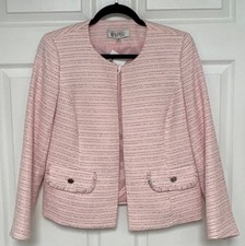 NWOT Kasper Light Pink Tweed Open Front Blazer Sz:8P