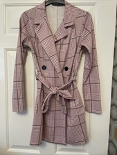 I Saw It First Pink And White Check Blazer Dress Size 10 Excellent Condition