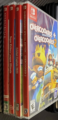 Nintendo Switch Games Lot (4) Overcooked SE, Overcooked 2, Cricket Captain 2023