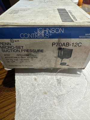 #ad Johnson Controls P70AB 12C Low Pressure Control Brand New $62.00