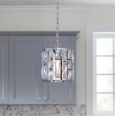 Home Decorators Collection Kristella 1-Light Crystal Pendant Light Chrome 