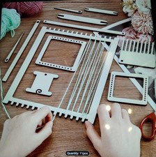 Wooden Weaving Loom Kit 11pcs Set With Shuttle Needle And Comb Craft Kit New