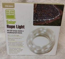Lot Of Two NEW One Stop Gardens Solar Rope Light w/ 50 LED Lamps 16 ft of LED