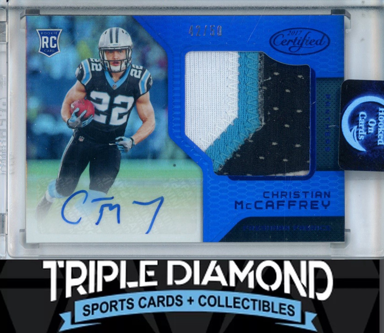 2017 Panini Certified Christian McCaffrey Rookie Patch Auto Blue #42/50 FD33