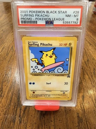 Pokemon Black Star Surfing Pikachu Pokemon League Promo PSA 8