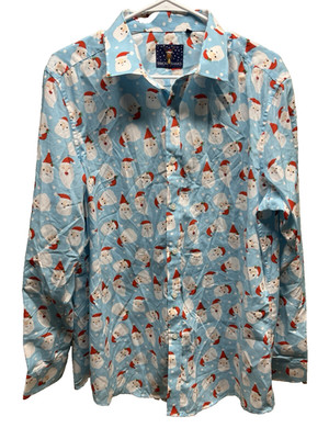 Simon Banks long sleeve shirt  Mens Medium Christmas Party Santa New!
