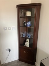 G Plan Corner Display Cabinet Glass Shelves Wood Drinks Cabinet Storage Unit