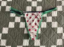 VTG Strawberry VS PINK RARE Cotton Low Rise Double String Thong Panty - Size: S