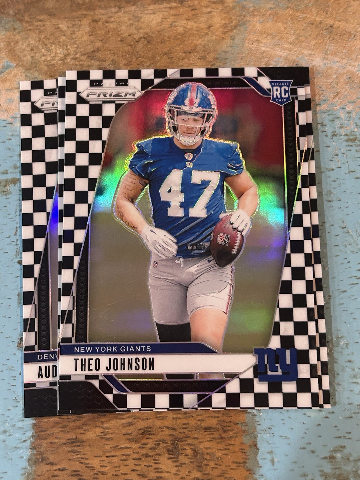 2024 Panini Prizm - Rookies Theo Johnson #390 Black & White Checker Prizm (RC)