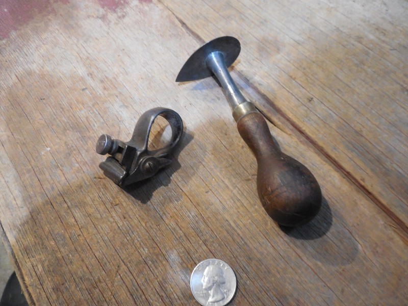 ANTIQUE LEATHER TOOL LOT RING KNIFE CUTTER LACE OLD VINTAGE STRAP