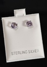 Sterling Silver 925 6mm Amethyst Stud Earrings Beautiful