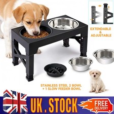 Large Dog Food Feeding Stand Station Stainless Steel Double Raised Bowls Feeding