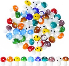 50Pcs Mushroom Glass Beads Charms Cute Mushroom Ornament Lampwork Beads Bulk for