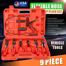 9Pc Hose Clamp Clip Remover Pliers Wire Long Reach Kit Fuel Oil Water Hose Tools