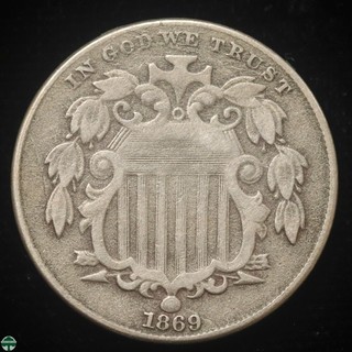 1869 Shield Nickel Very Fine Details