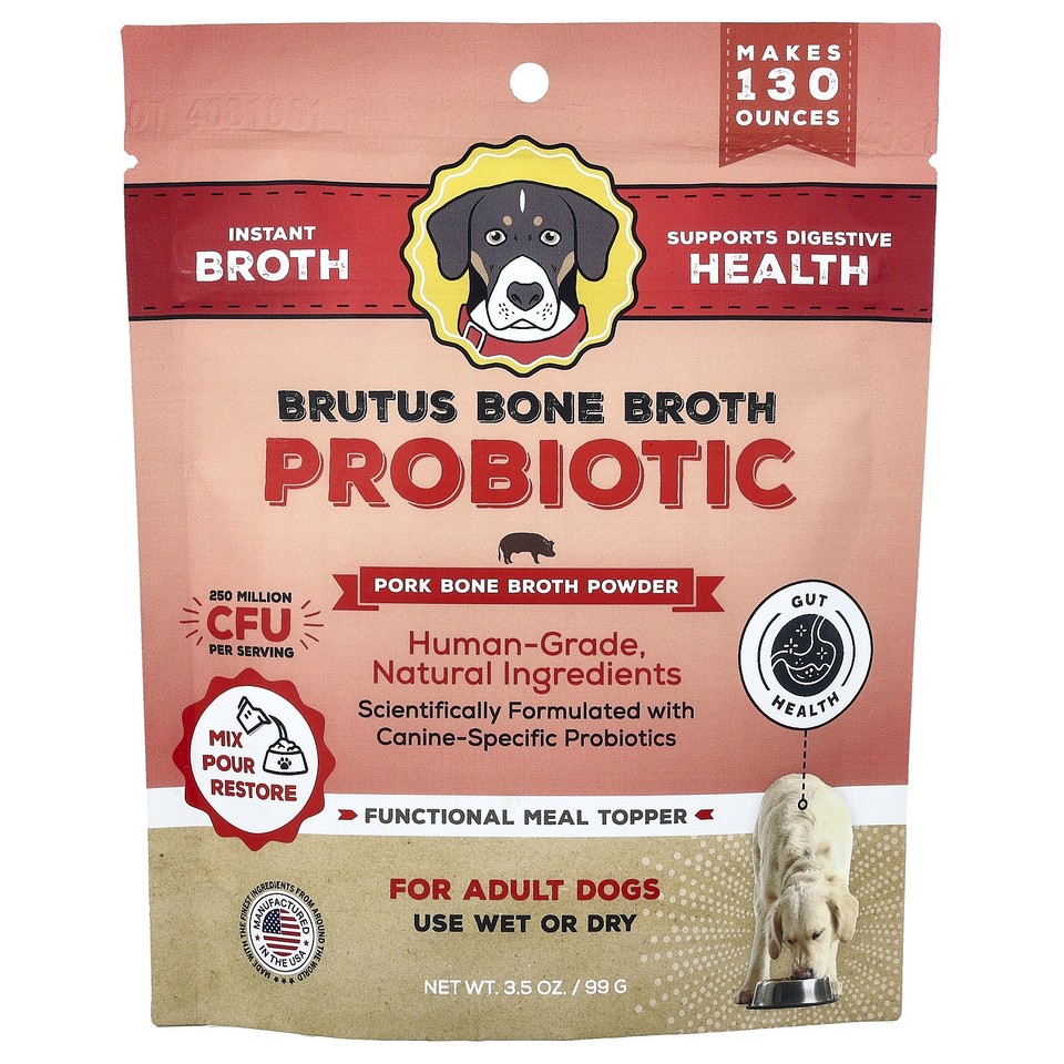 Probiotic, Pork Bone Broth Powder, For Adult Dogs, 3.5 oz (99 g)