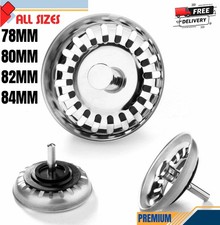 Premium Kitchen Sink Strainer Replacement Waste Plug Basin Drain Filter Steel UK