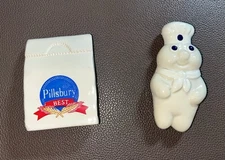 Lot of (2) Pillsbury Doughboy flour Ceramic Fridge Magnets vintage