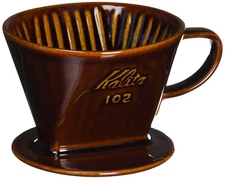 102 Style Coffee Dripper 4-Cup Capacity for Pour-Over Coffee Brown Ceramic