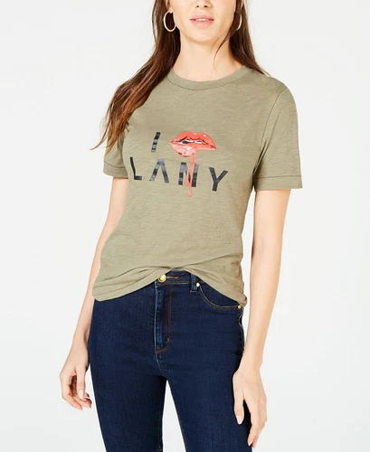La La Anthony Women's Cotton Graphic T-Shirt Green Size Small - Picture 1 of 4