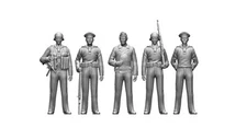 3D Printing 1/72 World War II  German Navy 5 Person Model Unpainted