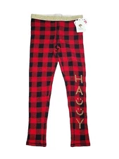 Tucker & Tate Girl Happy Holiday Red Black Buffalo Check Warm Thick Leggings 6 7