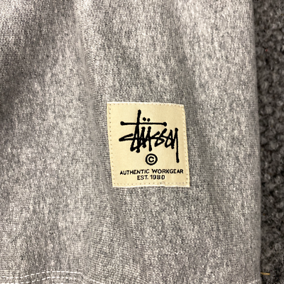 Stussy Contrast Stitch Label Crew Mens XL Grey Heather Sweatshirt