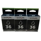 3psc Lexmark 36 genuine Ink Cartridges In Retail Box