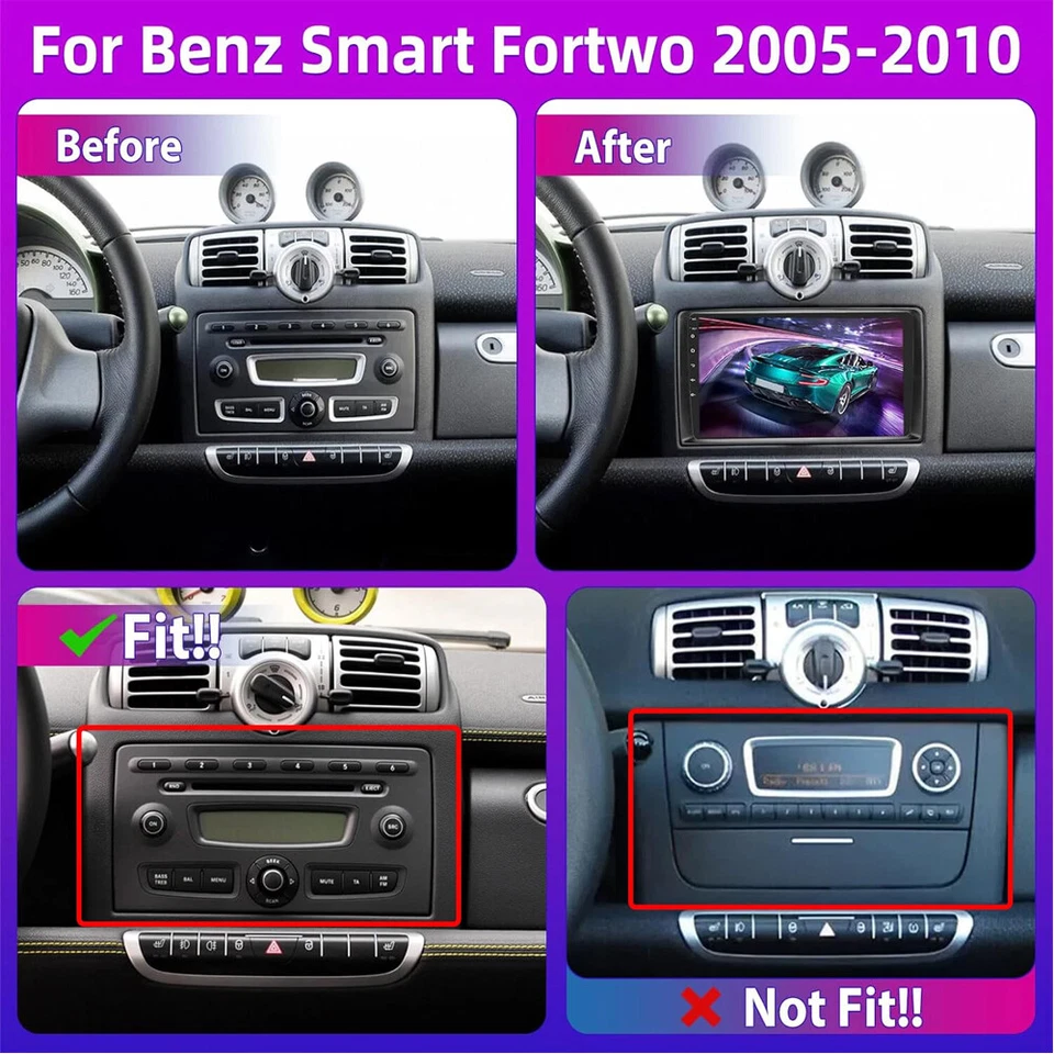 Autoradio Für Smart Fortwo 451 2005-2010 Android 13 GPS Navi Carplay WIFI 2+32GB - Bild 3 von 4