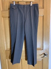 Vintage Bloomingdale's Wool Dress Pants Flat Front Wool Gray 5 Pocket Mens 36X27