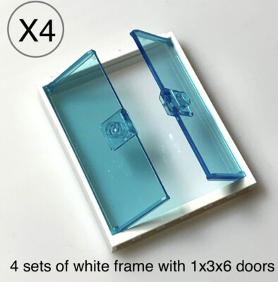 リーメント Lego 4 assemblies white frame 1x6x6 With trans-light blue 1x3x6