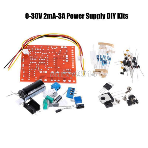 Fuente de alimentación de CC regulada roja 0-30V 2mA-3A ajustable continuamente kit hágalo usted mismo PCB - Imagen 4 de 4