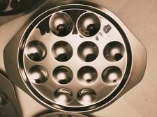 Lot de 5 plats poêlon à escargots en inox - 12 trous -