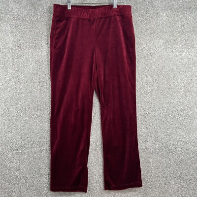 Sagharbor Women's Pants Size Small Red Mid Rise Fleece Straight Leg