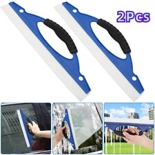 2Pcs Window Squeegee Cleaner Car Home Glass Wash Wiper Silicone Wide Blade