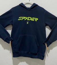 EUC Kids Spyder Hooded Sweatshirt Size L 14-16 Long Sleeve Dark Blue Blend